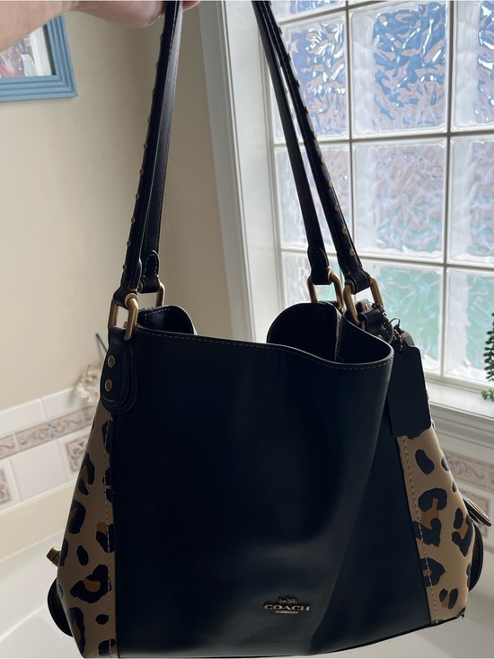 Coach Handbags - Coach Edie leopard Black Shoulder Tote with Leopard-Print Sides excellent